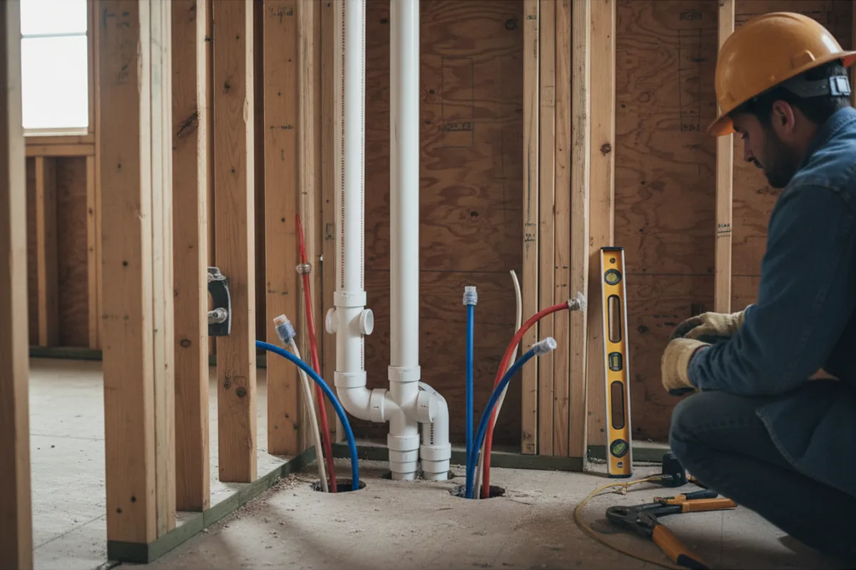 Drain and supply rough-in during Leak Detection in Mercer